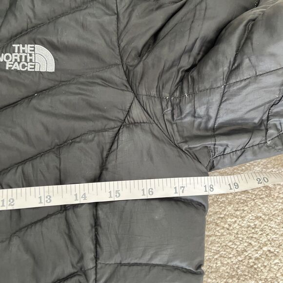 North Face Down Puffer Jacket Womens XS 800 Black Hooded Minimalist Lightweight - Picture 7 of 9